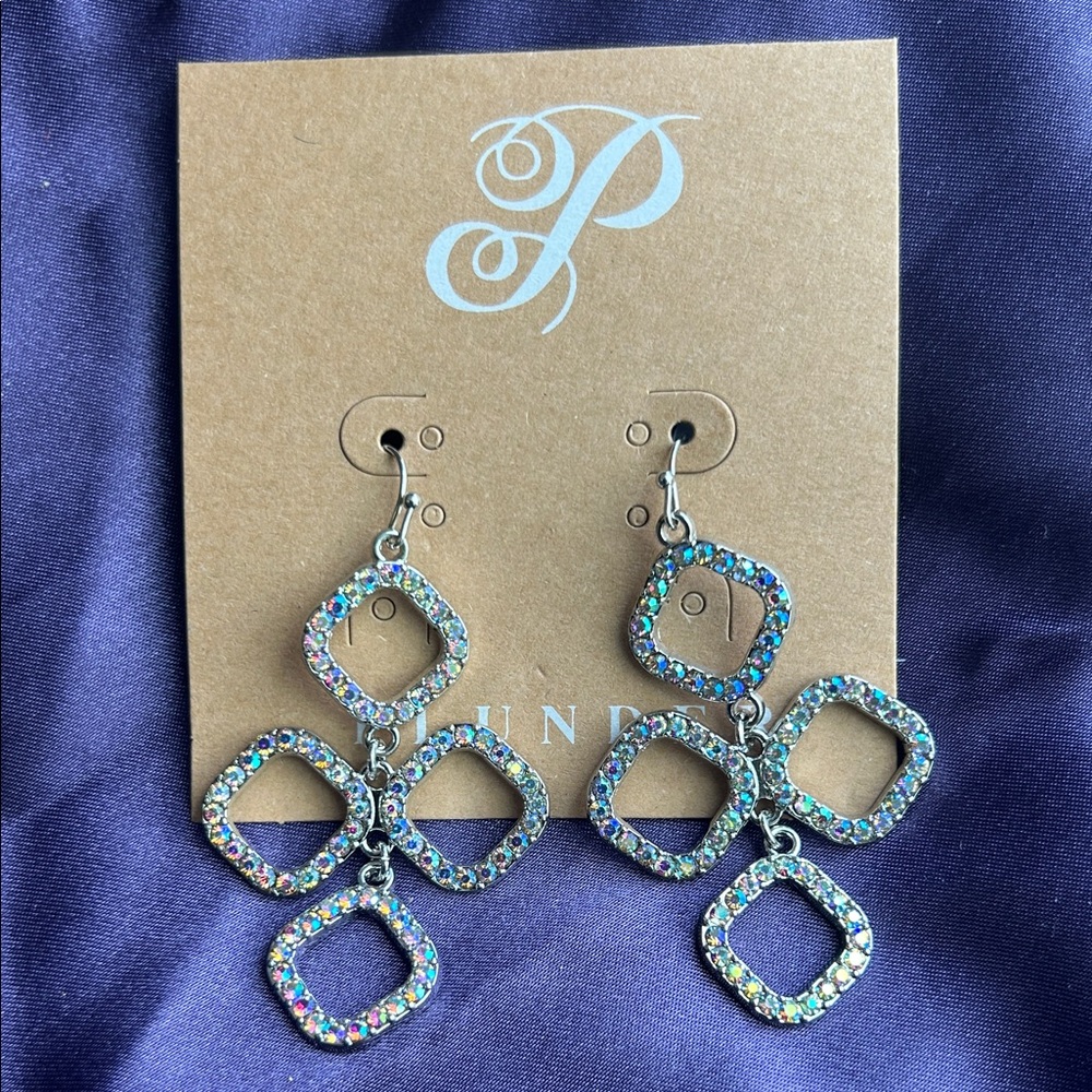 Geometric Drop Earrings — Iridescent Multi-Color